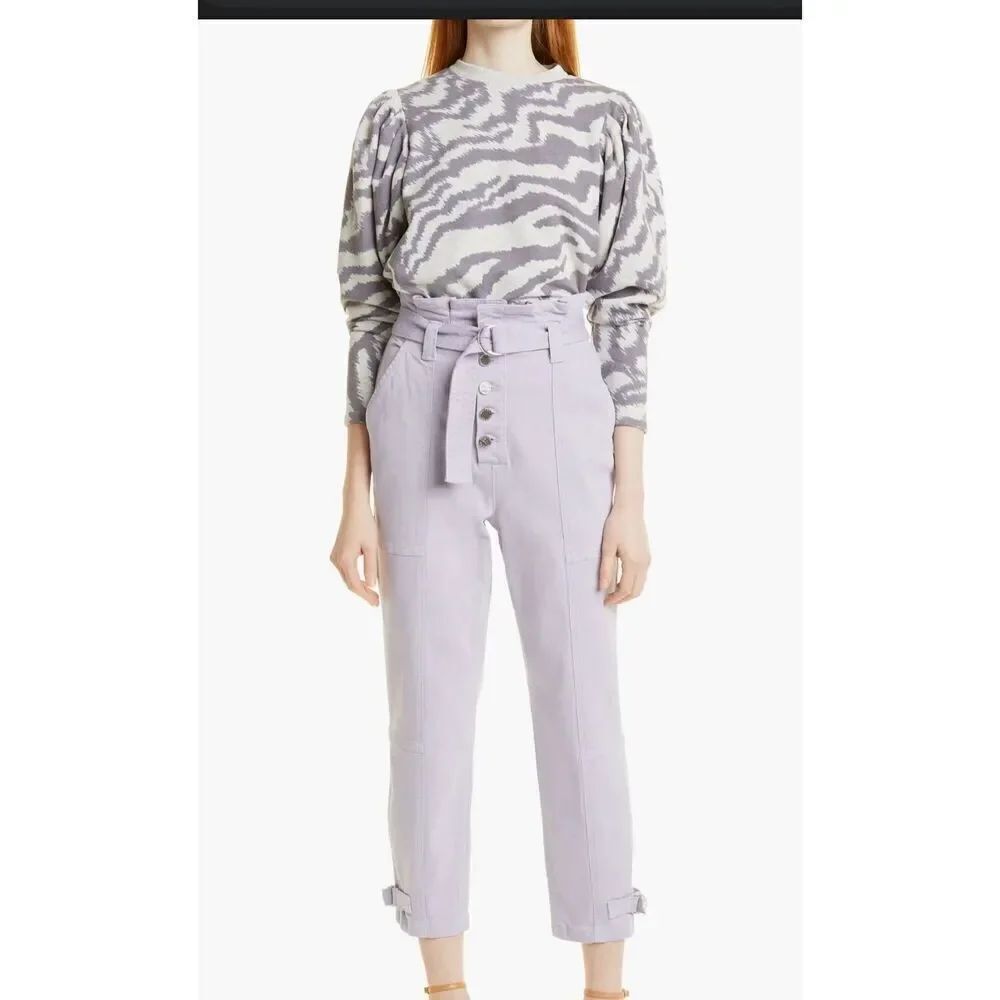 Ted Baker Small (2-4) Satrice Zebra Stripe Cotton Blend Top gray sweater cozy